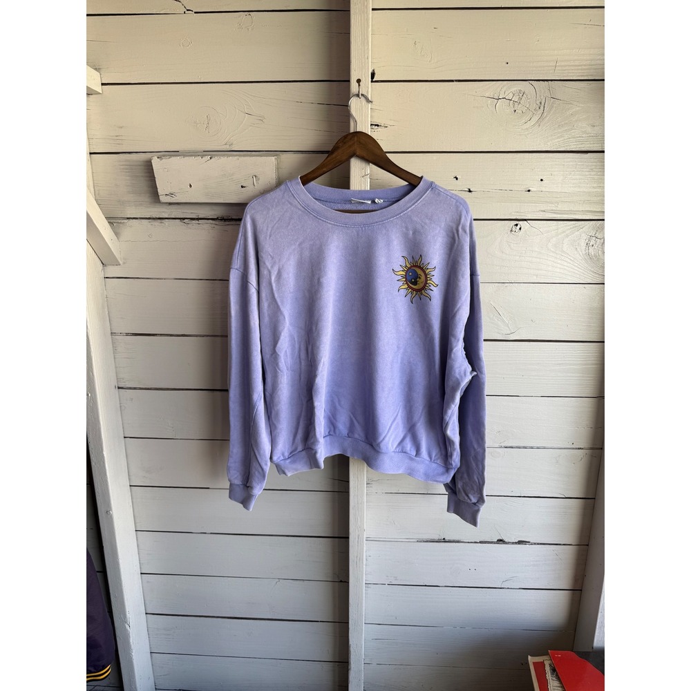Mighty Fine Mens XL Lavender Purple Celestial Zodiac Sun Moon Sweatshirt
